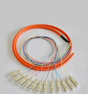 12 Cores Optical Fiber Patch Cord SC / UPC 1.5 Meter Fiber Optic Pigtail