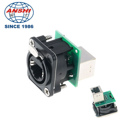 D-Type Panel Mount Audio XLR Socket RJ45 Ethernet Network Interface Combined Connector For Equipment Panel