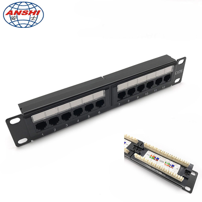 1U 10 インチ 12 ポート CAT5E CAT6 UTP ラック マウント パッチ パネル 110 IDC タイプ