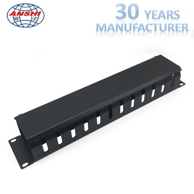 2U Height 12 Slot Metal 19 Inch Rack Mountable Horizontal Cable Manager For Network Installations